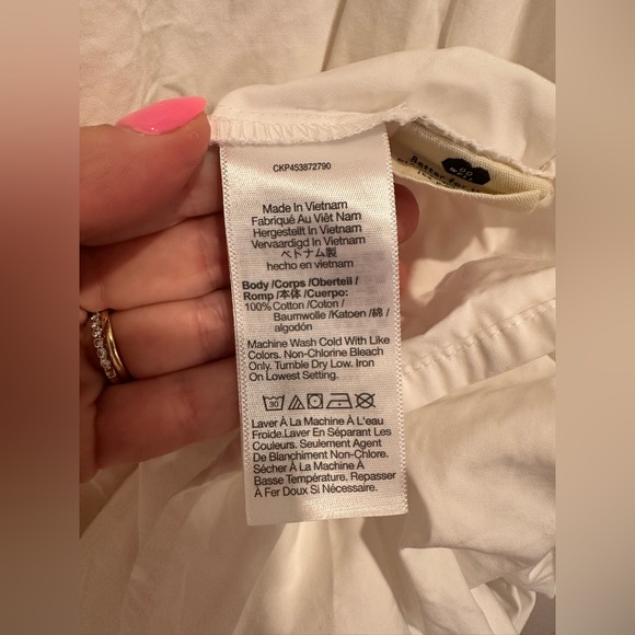 Madewell Poplin Crewneck Bubble-Sleeve Mini Dress |Size 10 | White | 100% Cotton - Picture 7 of 10